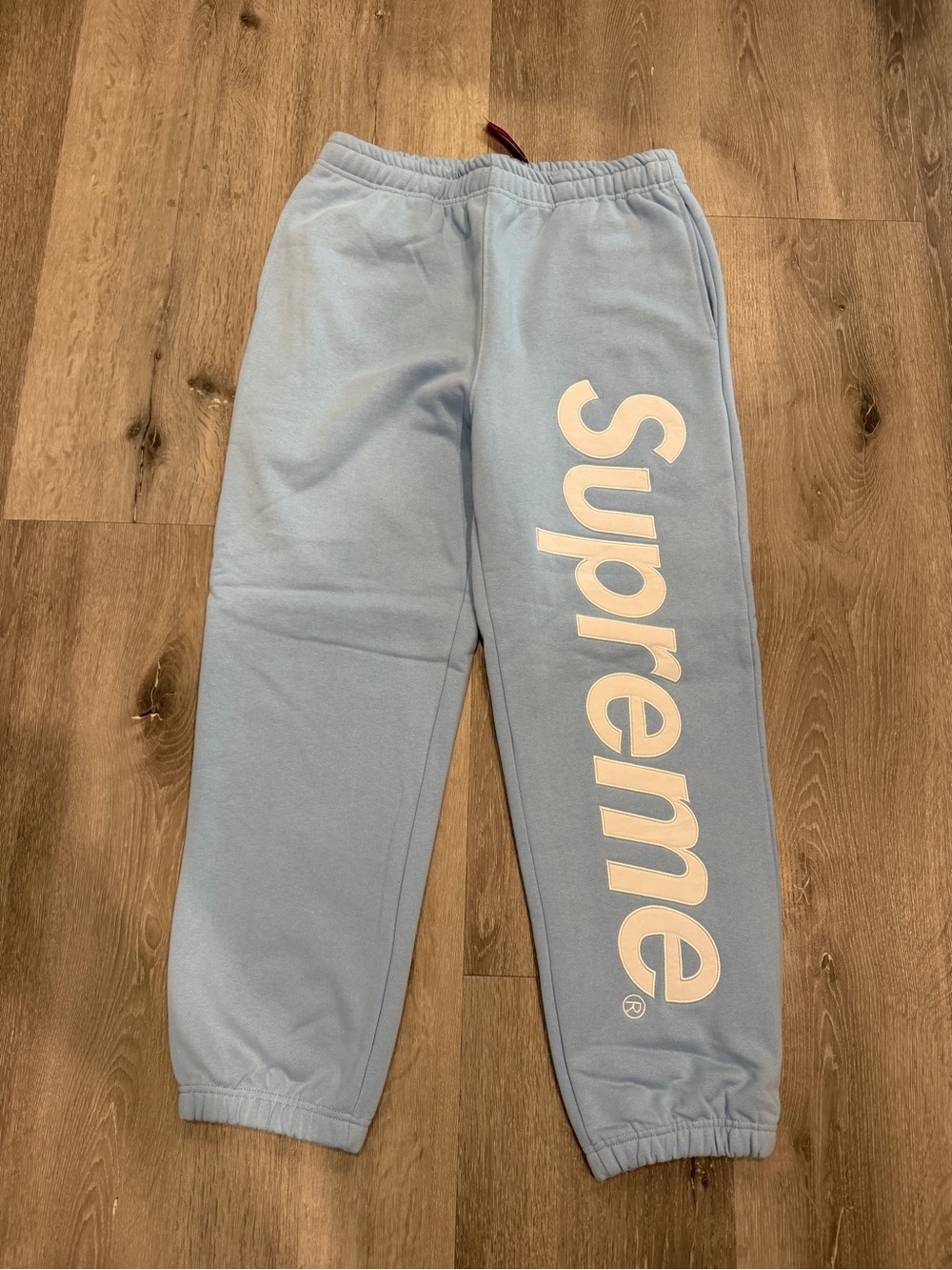 Supreme Satin Appliqué sweatpants 'Light Blue' Size Medium